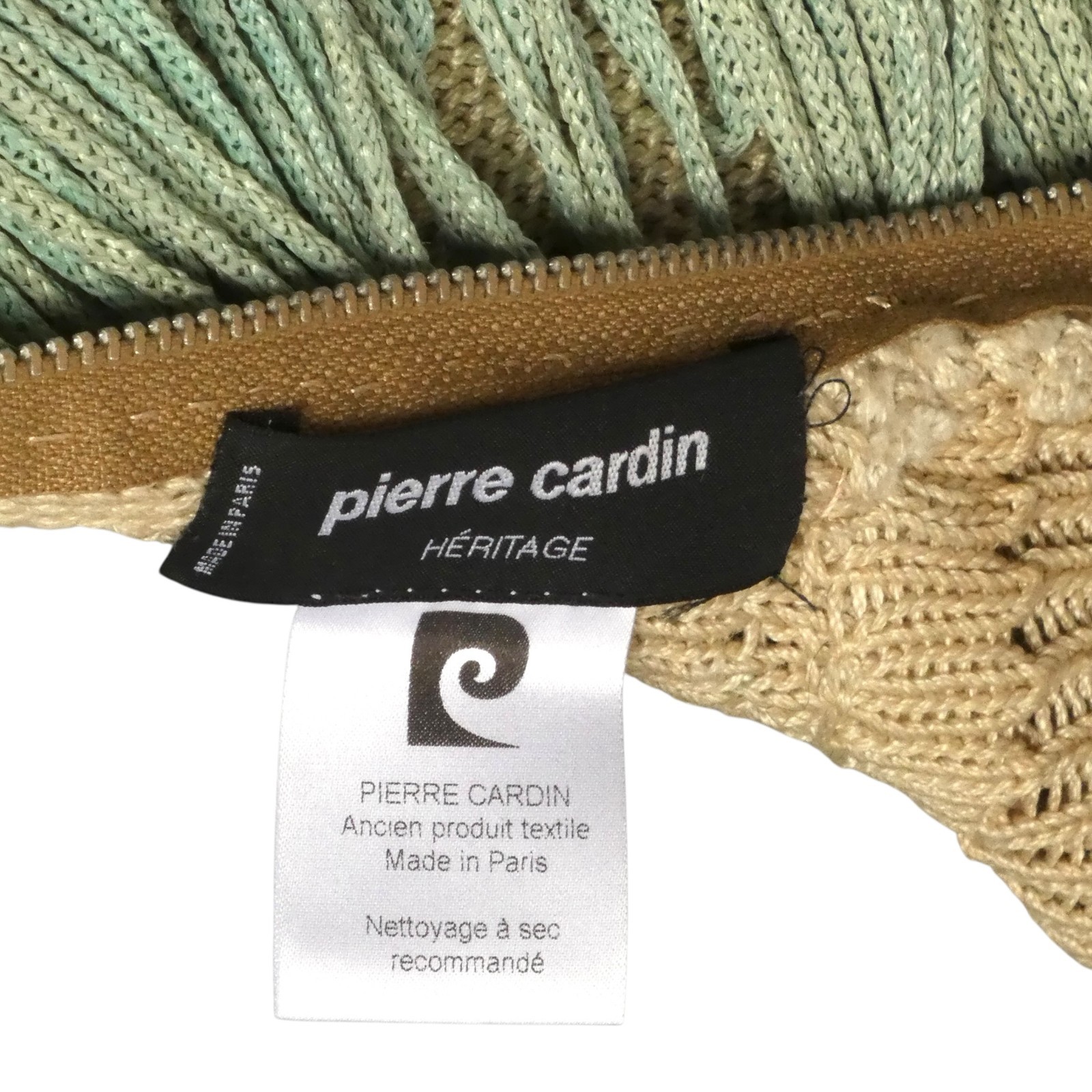 PIERRE CARDIN HAUTE COUTURE – 1973 Green Ombre Fringe Knit Ensemble, Size-4