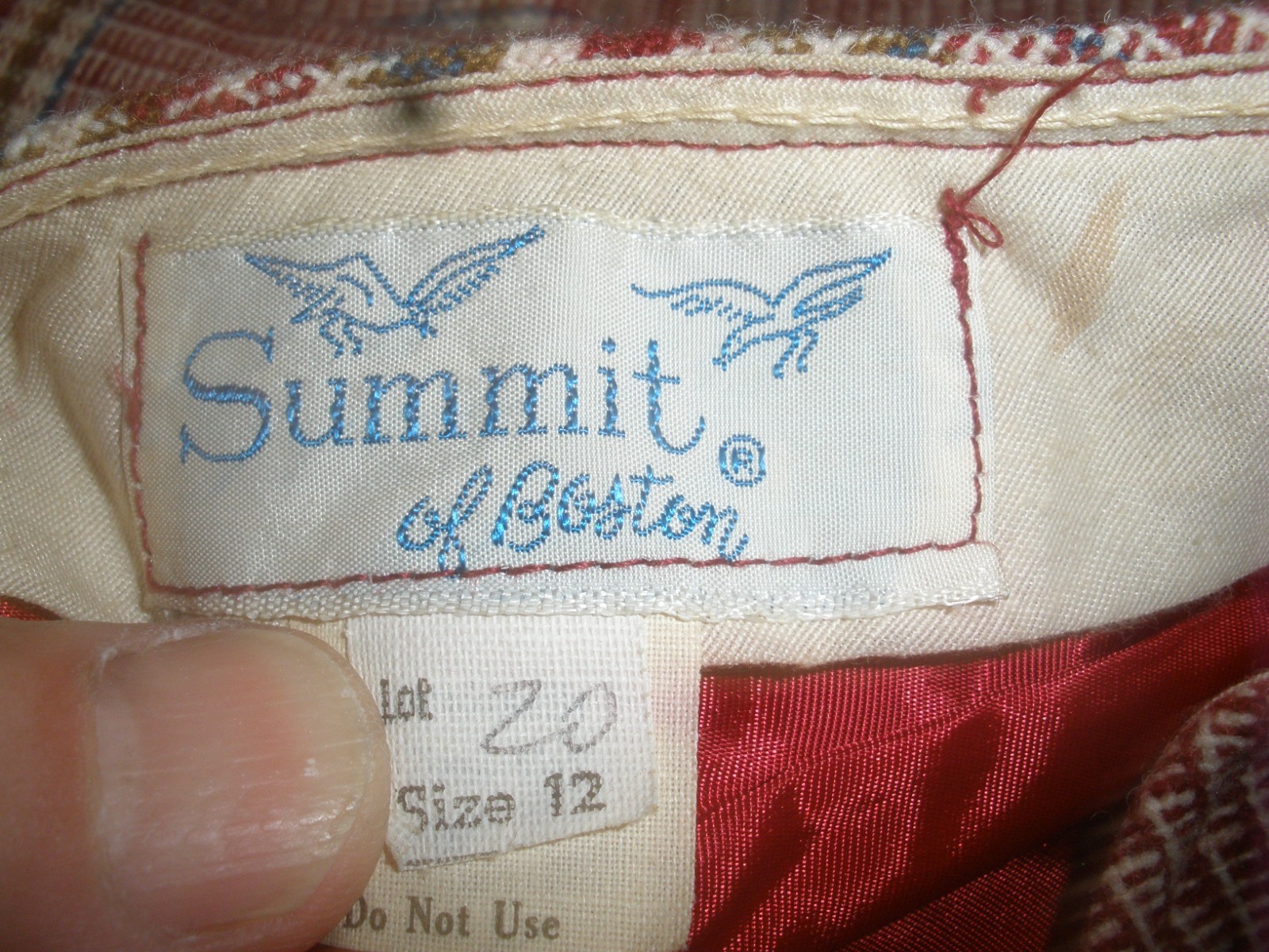 Vintage Women 's Skirt Maroon Checked Summit of Boston 12 (T53)