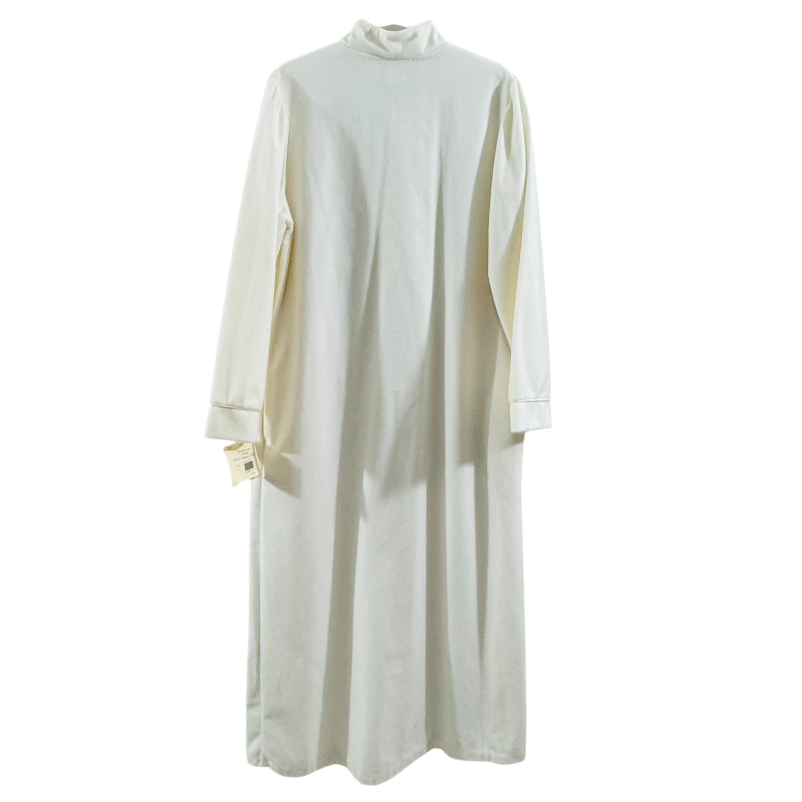 Vintage Cachet Womens L Granny Maxi Dress Long Sleeve Kaftan Robe Ivory Quilted