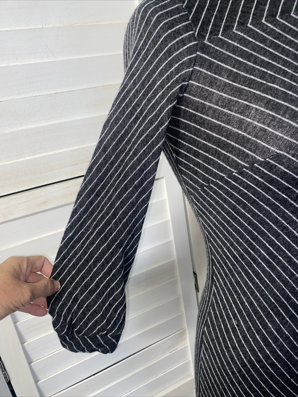 Vintage 60s 70s TONI TODD Sheath Pencil Diagonal PinStripe Knit Dress & Belt Med