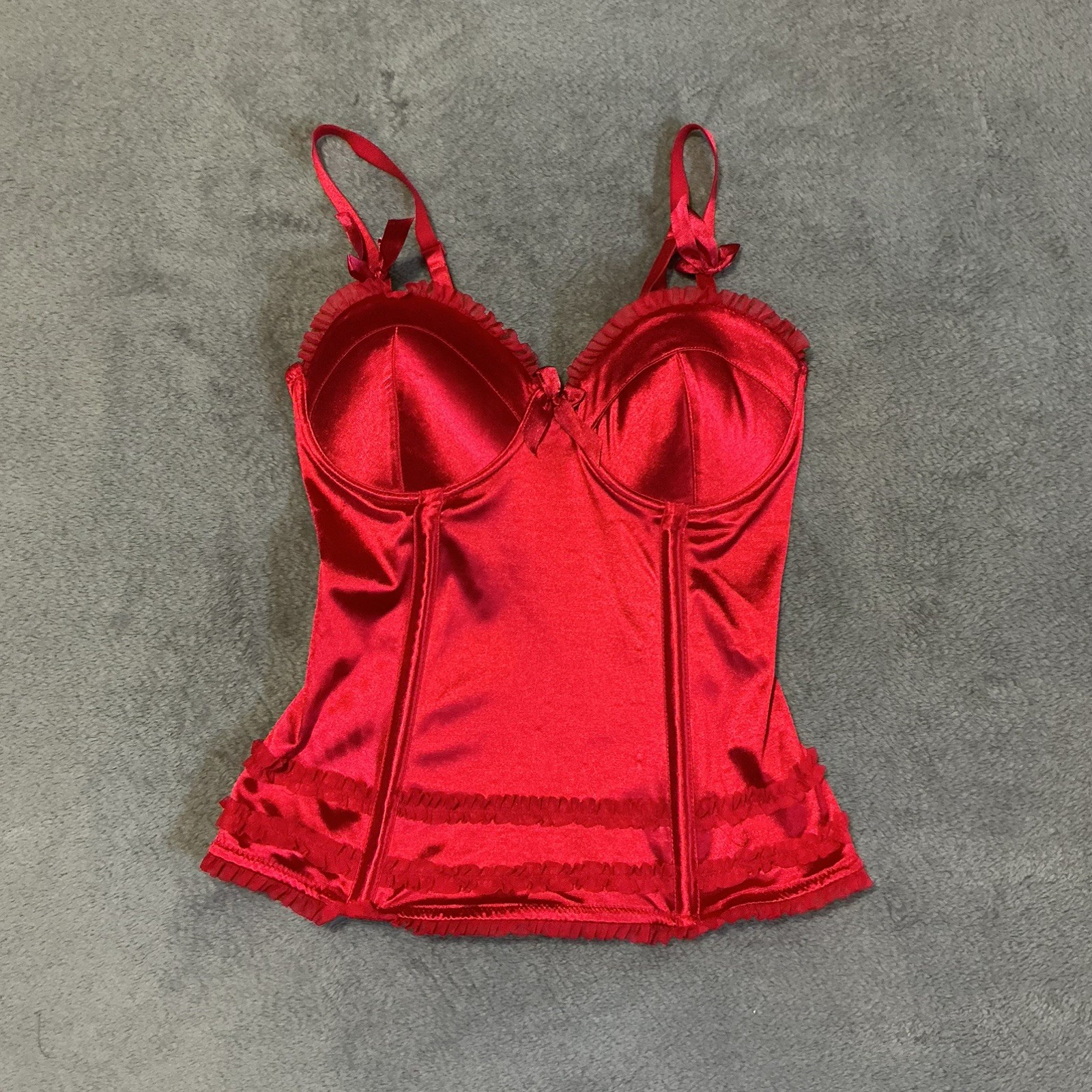Morbid Threads Red Satin Corset Top Gothic Vampire Style Vintage Hot Topic 34B