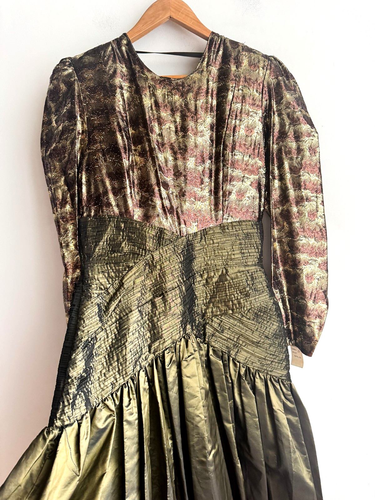 Vintage Liptons Taffeta Lurex Earth Tones Midi Prom Dress NWT 10