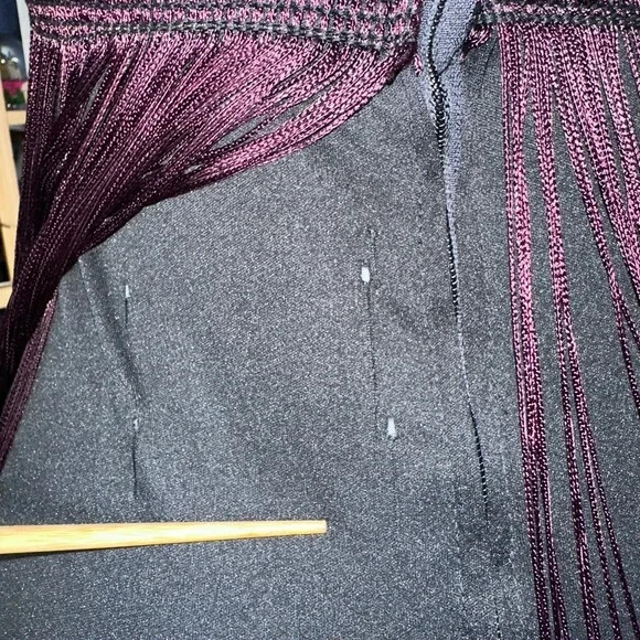 VTG 70s Jack Hartley Halter Fringe Maxi Dress Black & Plum Ombre Festival 7/8
