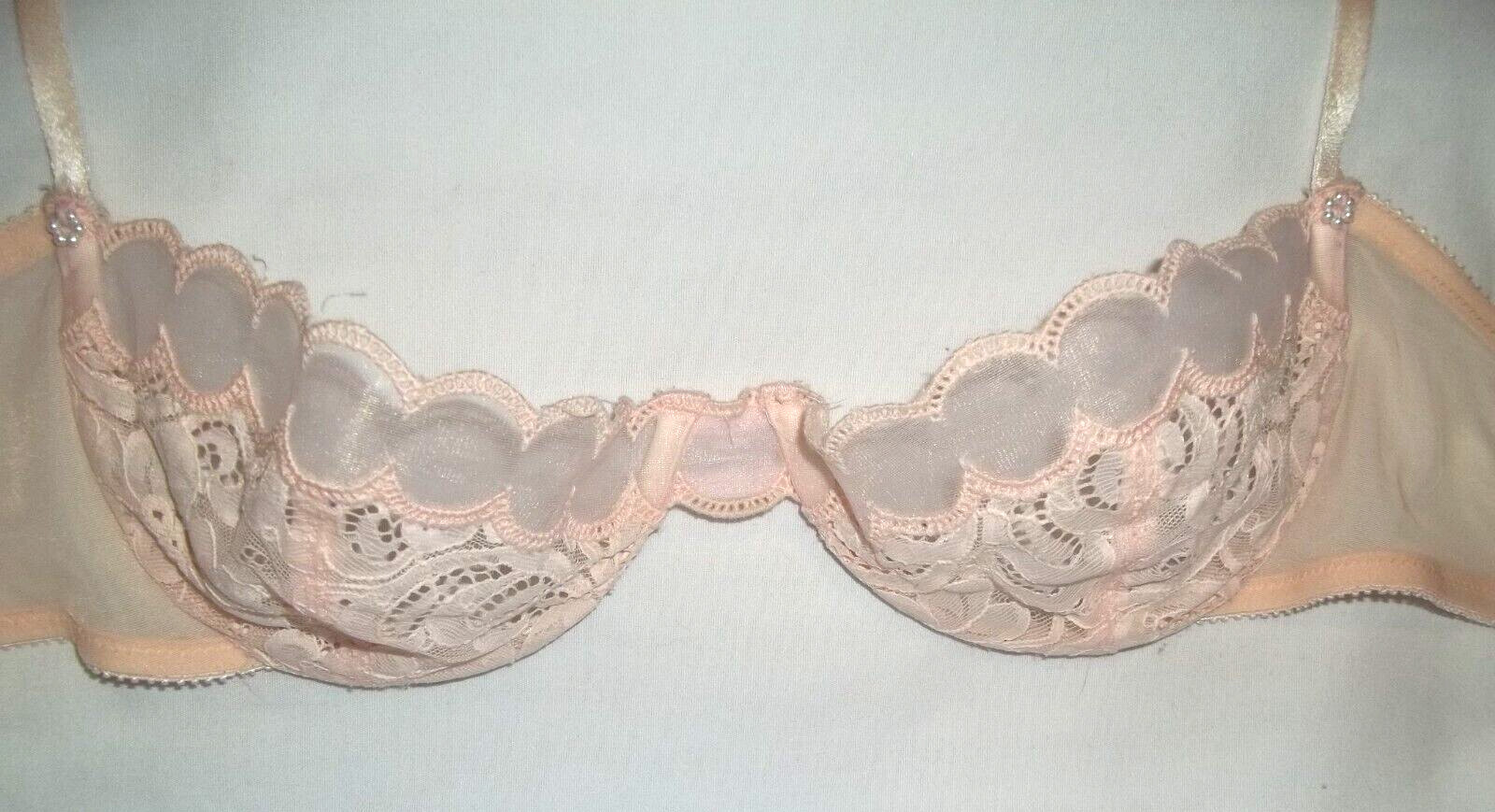 Vintage Rare Christian Dior Intimates 4758 Pink Lace Bra sz 36C Made in USA