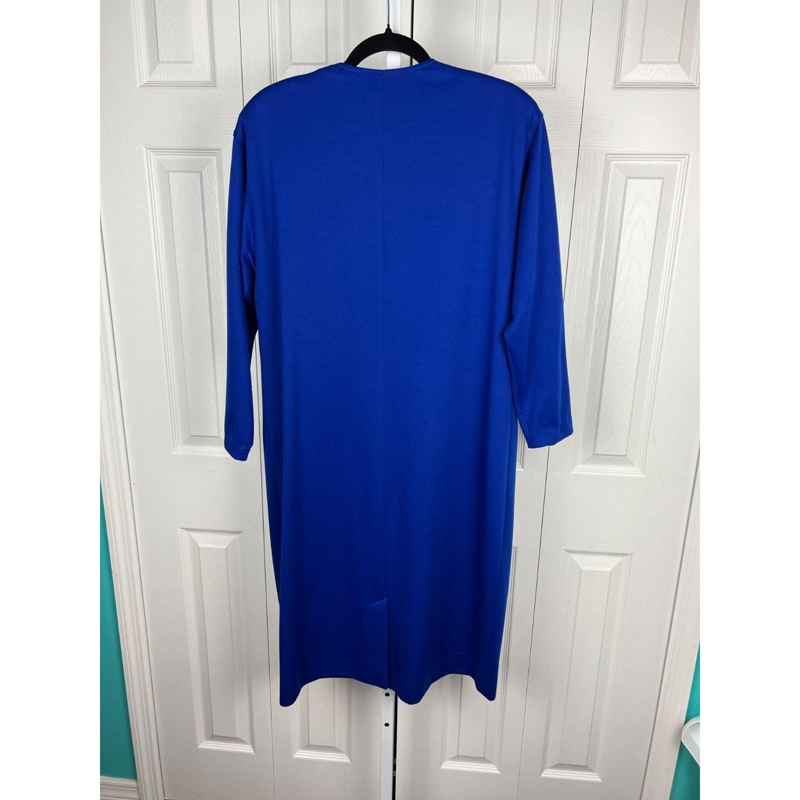 Brownstone Studio Knit Shift Dress Vintage Mod Professional Blue Polyester 14