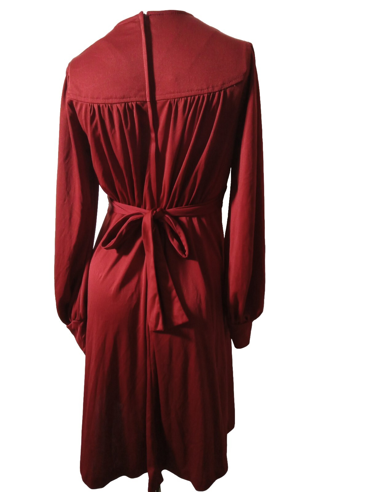 1980s Rags By Kressandra Vintage Wine Red Long Sleeve dress Size 7 Womens Strap