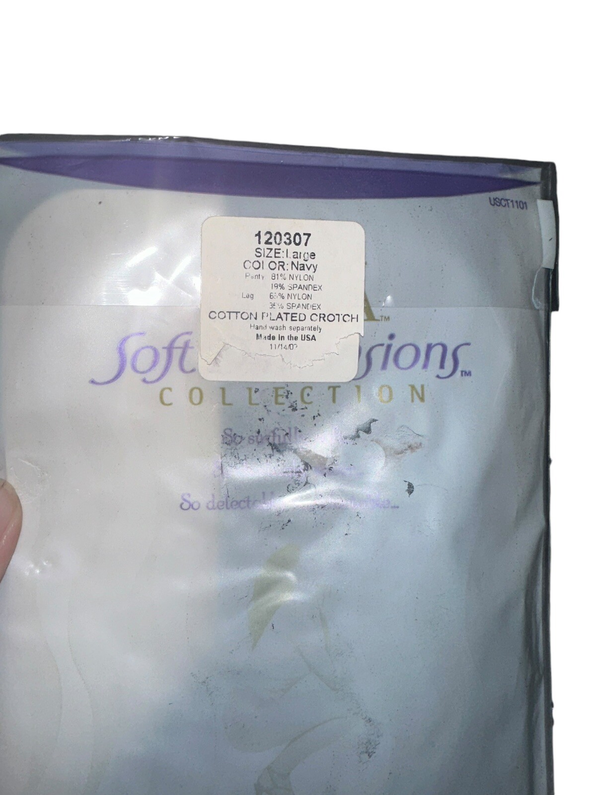 Vintage Silkies Ultra Soft Dimensions Control Top Pantyhose Sz L Navy Sheer