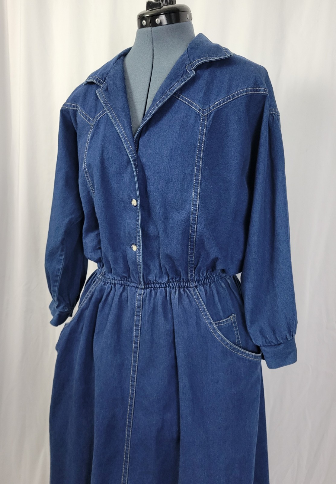 Vintage Kay Brandon for H & A Denim Shirt Dress w Elastic Waist Size M/L?