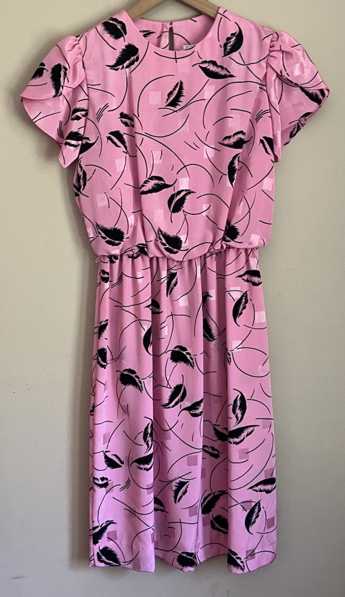 Vintage Dress 1970s 1980s Floral Secretary Womens Size Petites 4 4P Lady Carol