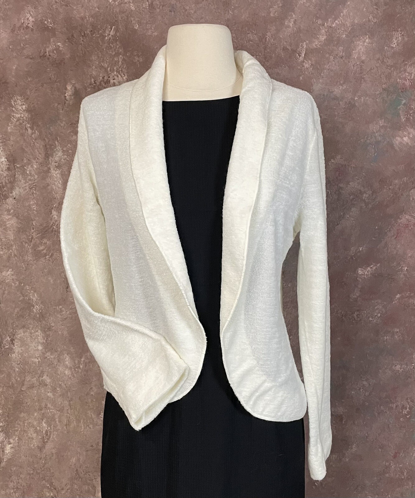 Marianne Jessen for Sally Gee Vintage Ivory Open Cardigan Acrylic Sweater