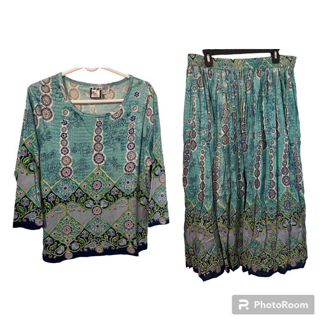 Vintage Take Two Clothing Co. Shirt And Skirt Set Mandala Tie Dye Size XL