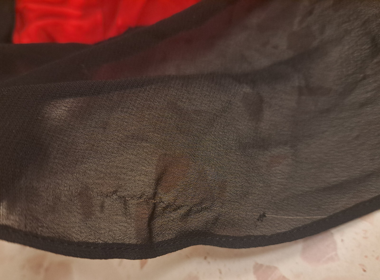 Vtg Secret Treasures Red Satin Babydoll Chemise XL 16/18 Black Lace Mesh 90s