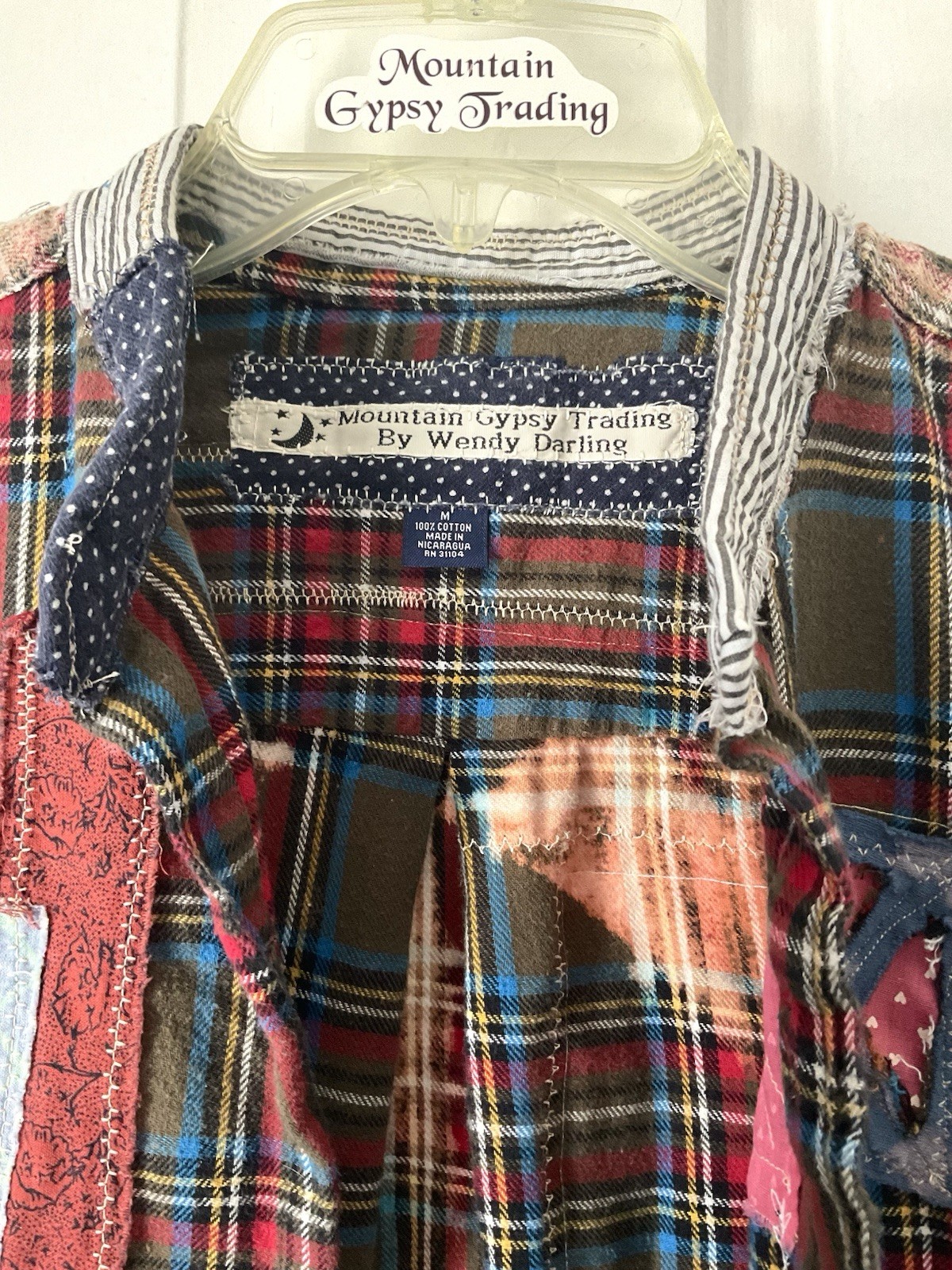Upcycled Duster Shacket Patchwork Mushroom “Cosmic Prairie Blooz” Boho Gypsy
