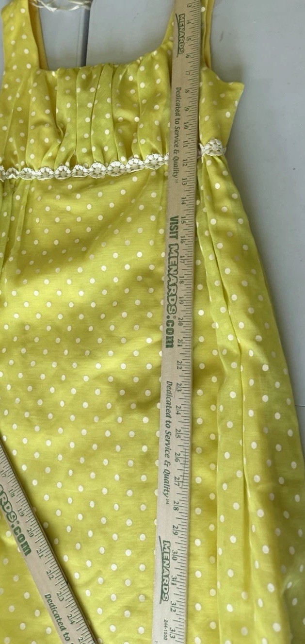 Vintage 70s Yellow Polka Dot Maxi Dress & Bolero Jacket XS/S Prarie Princess