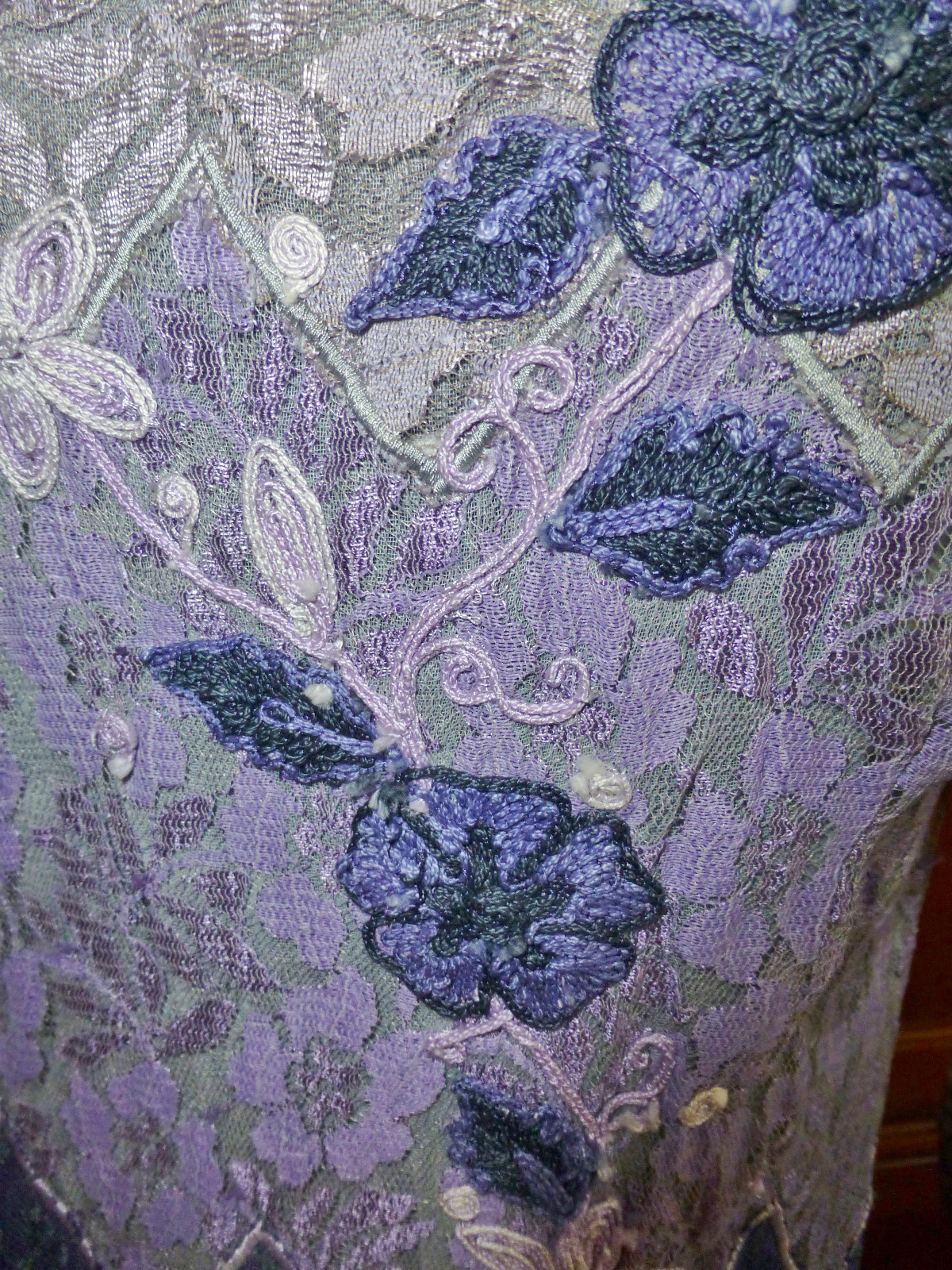 Vtg 80s India Papillon Sheer Scalloped LACE Boho Hippie Festival midi DRESS M L