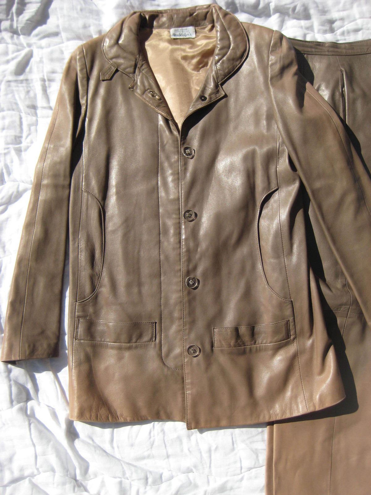 Vintage Karl Lagerfeld Chloe leather JACKET & PANTS couture suit set coat retro