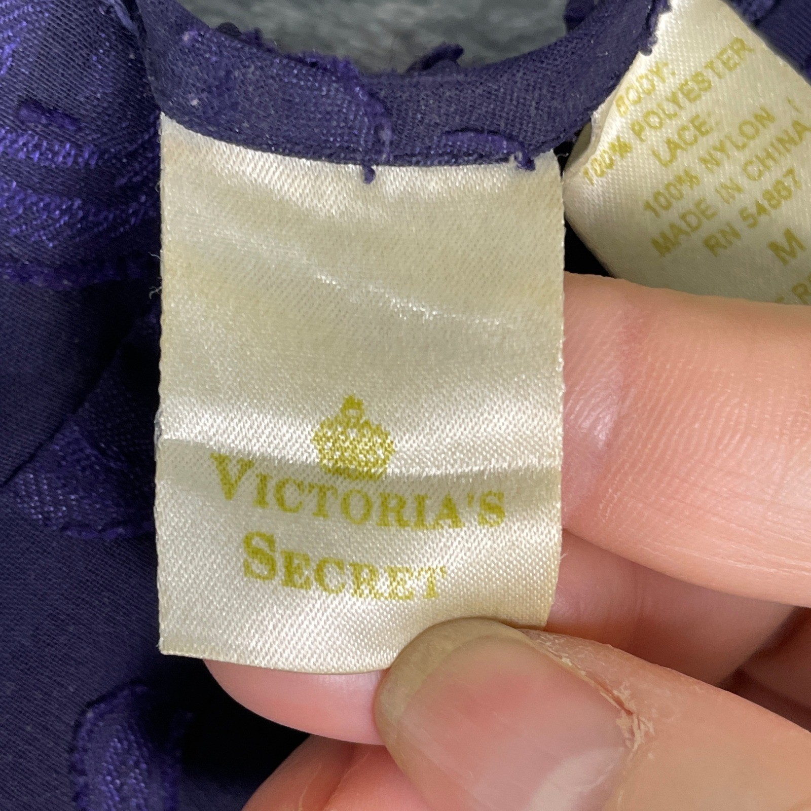 Victoria’s Secret Nightgown Women Medium Purple Good Vintage Gold Label Damask