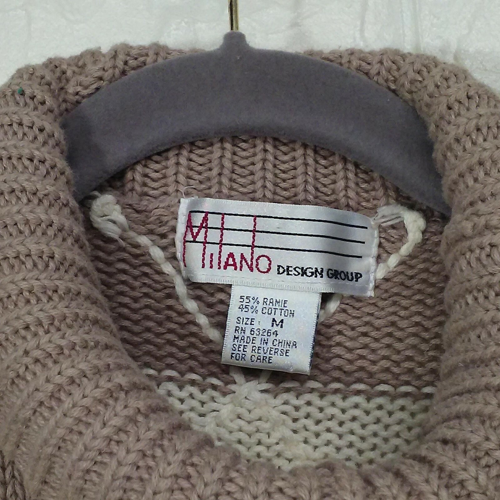 Vtg 80’s MILANO Sweater Turtleneck Sz-Med Slouchy Oversize Diamond Knit Stripe