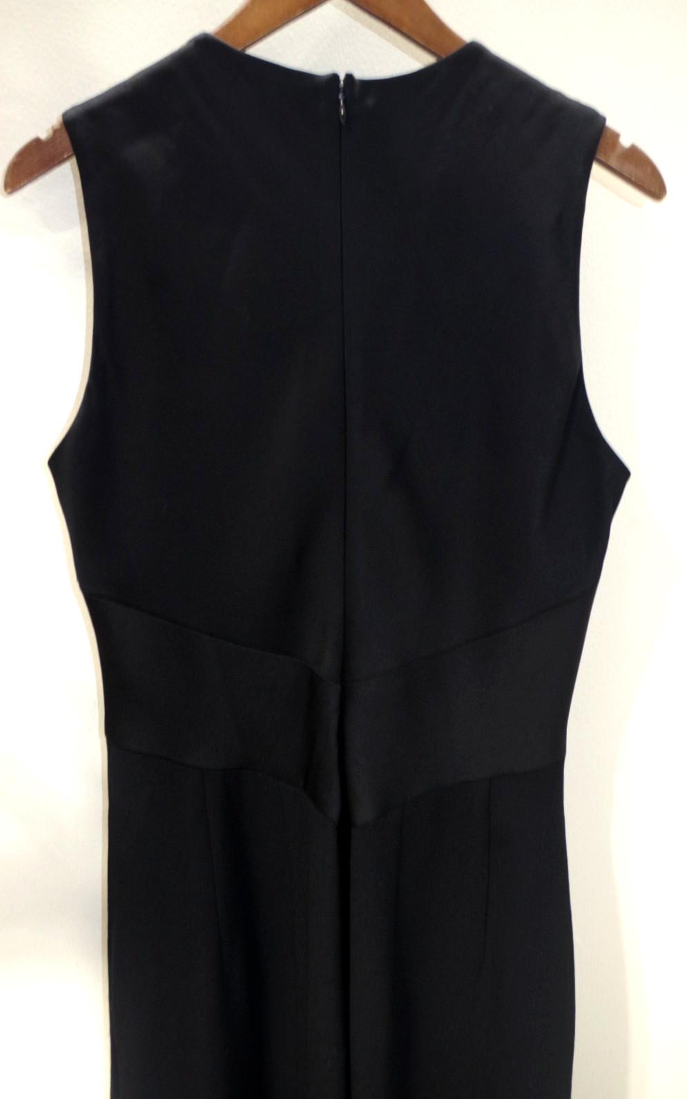 B6 Vintage Donna Karan Wool & Satin Little Black Dress 12 Formal USA Made Lined