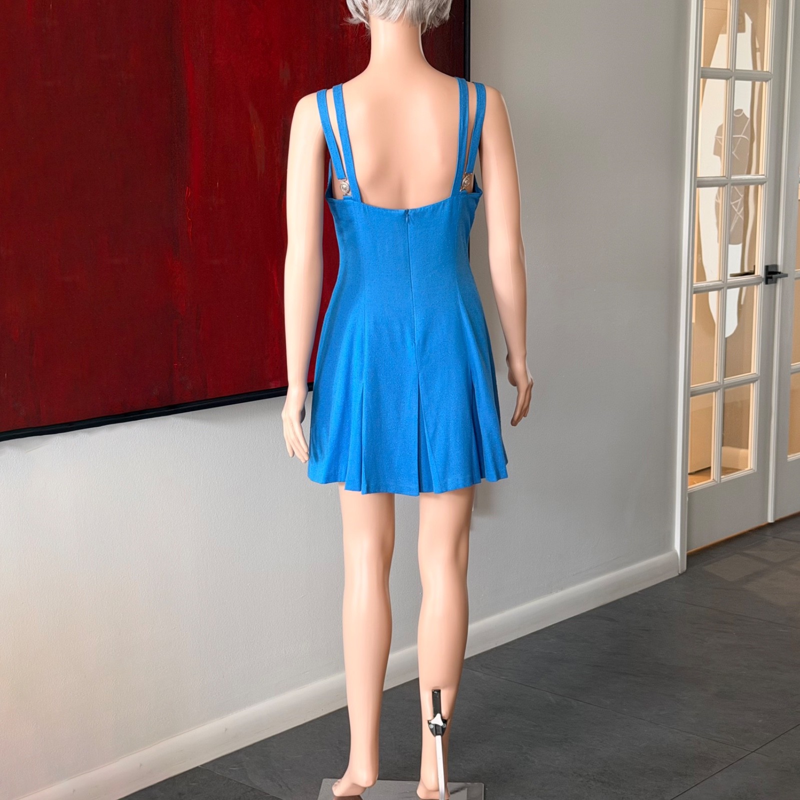 VERSACE JEANS COUTURE 1990s double-strap mini dress in blue size 42