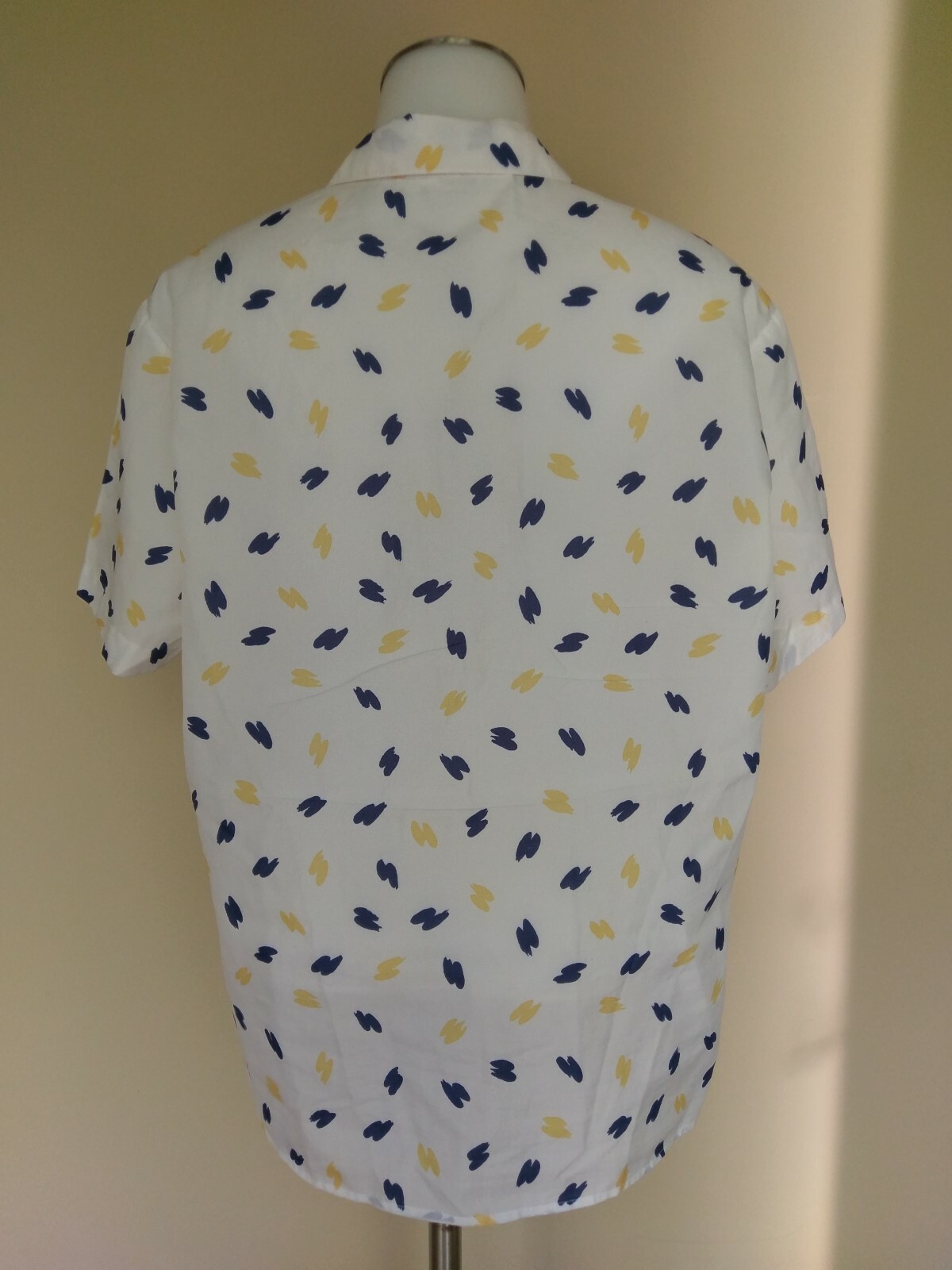 Vintage 80s Cape Cod Match Mates Shirt Navy Blue Yellow Short Sleeve Button Down