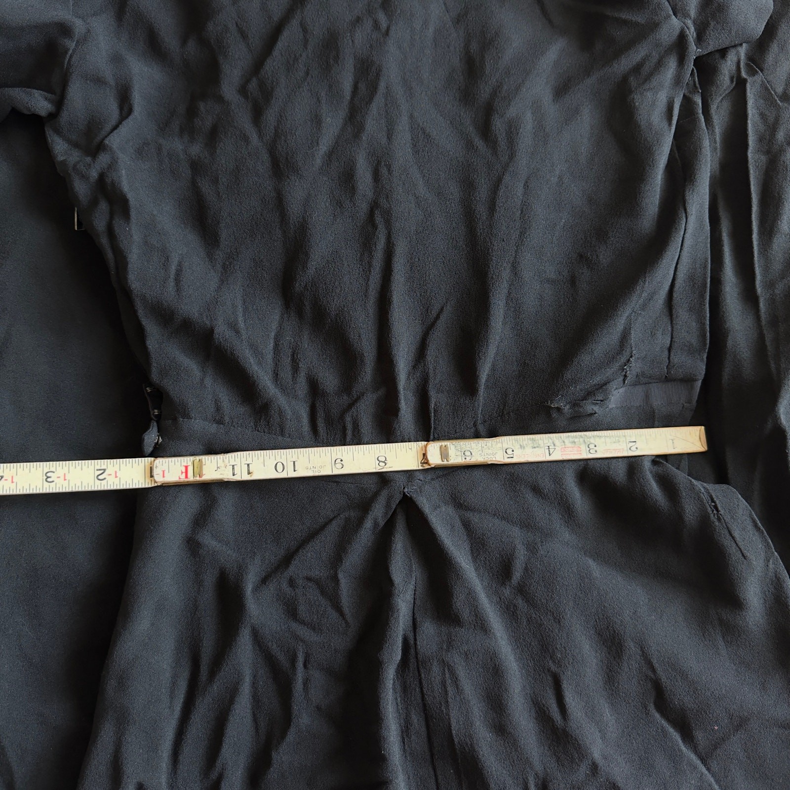 Vintage 1940s Black Rayon Maxi Cocktail Dress Gown 24” Waist Size Small READ