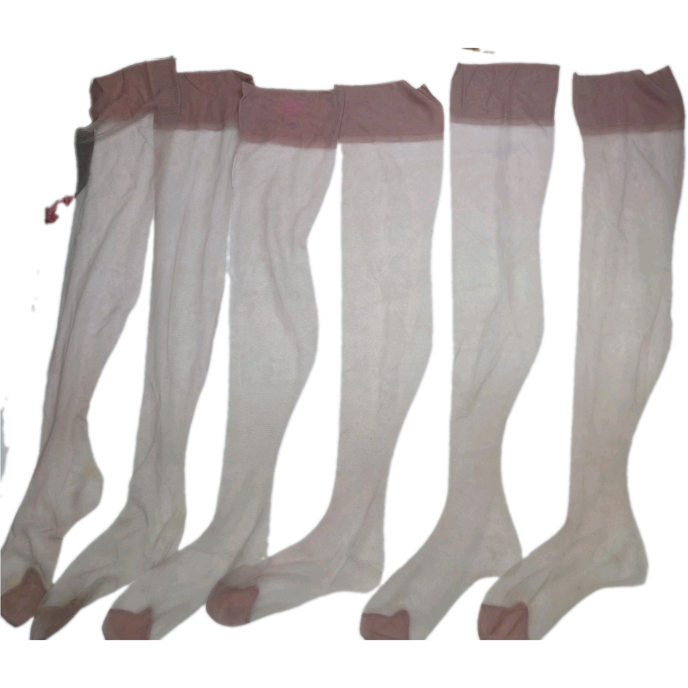 Vtg French Room Super Sheer Sandal Foot DOVE Garter Nylon Stockings Size 9 M