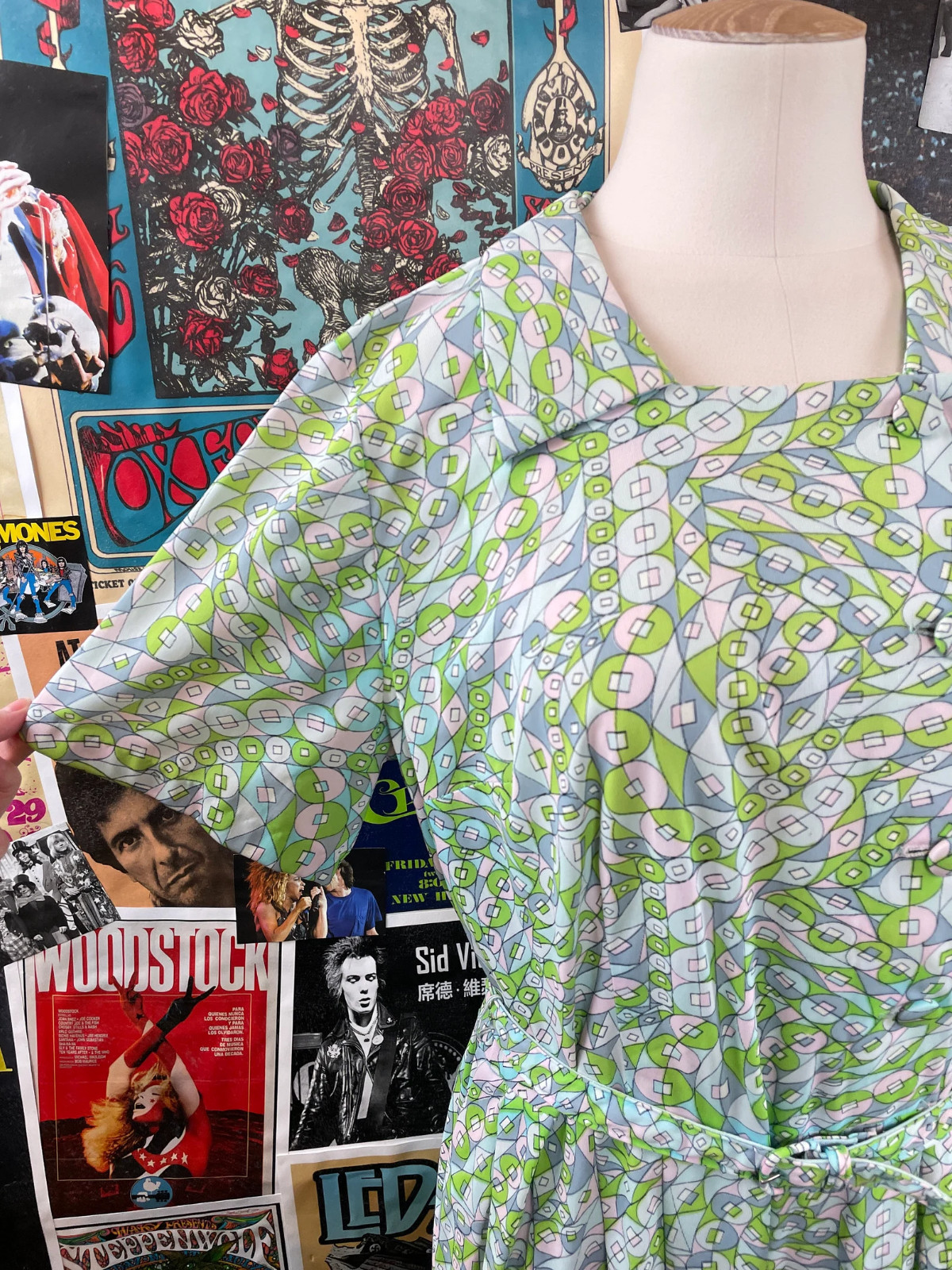Vtg 50s-60s Pastel Mod Print Belted Sy Frankl Shirtwaist Day Dress Retro Medium