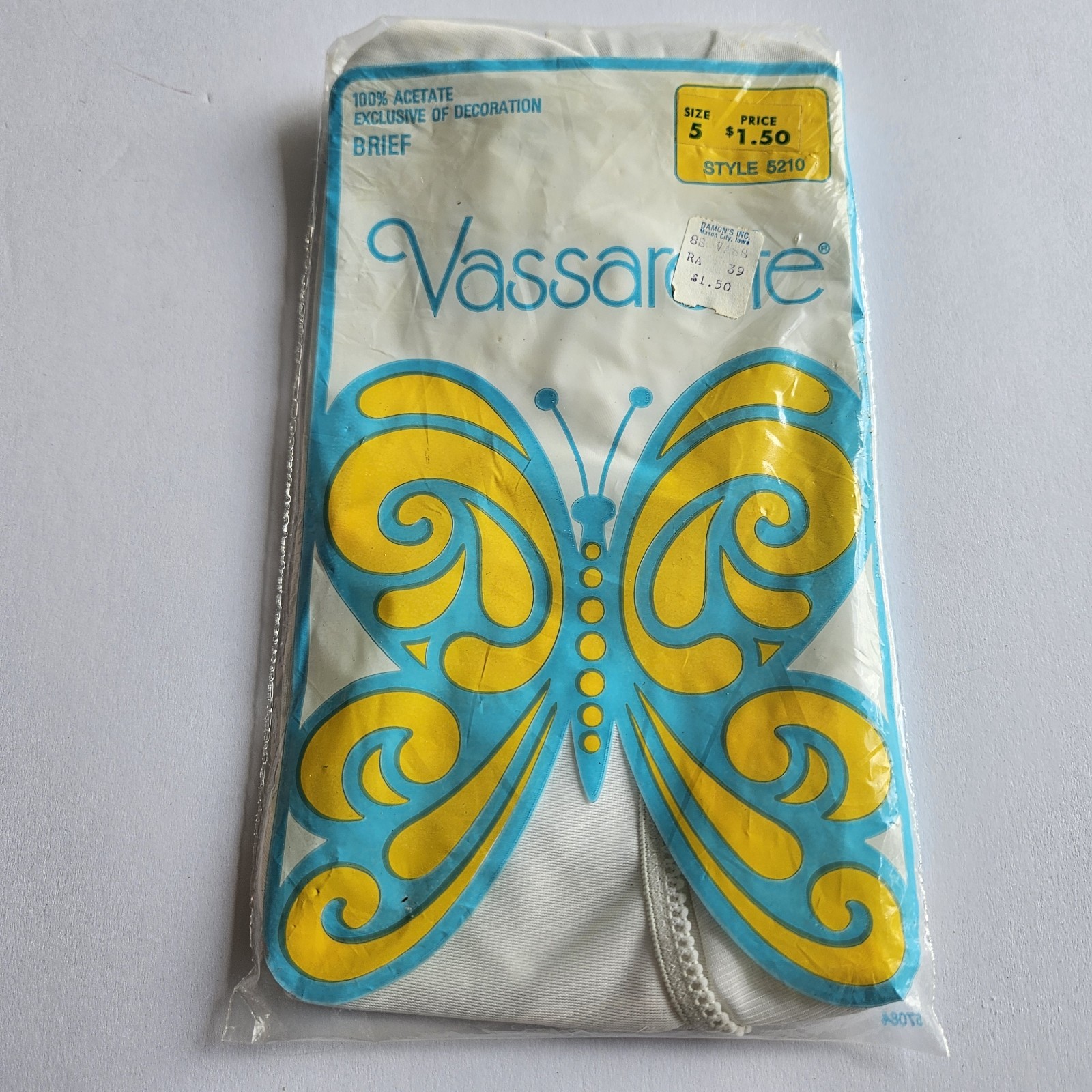 Vtg VASSARETTE Granny Brief Panty Sz 5 SISSY 100% Acetate Action Crotch 5210
