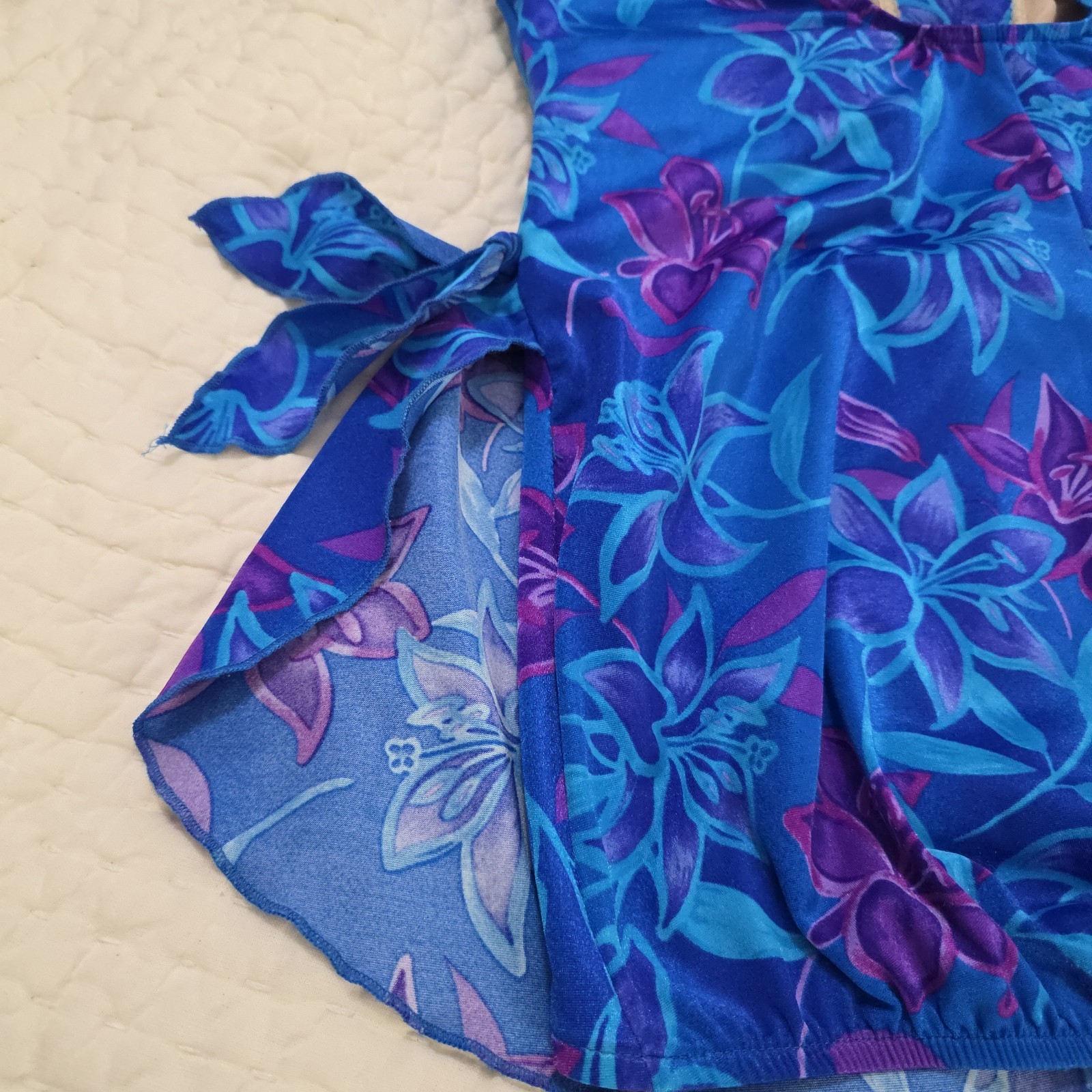 Maxine of Hollywood Womens Swimdress Swimsuit Blue Purple Sz 24W Vintage