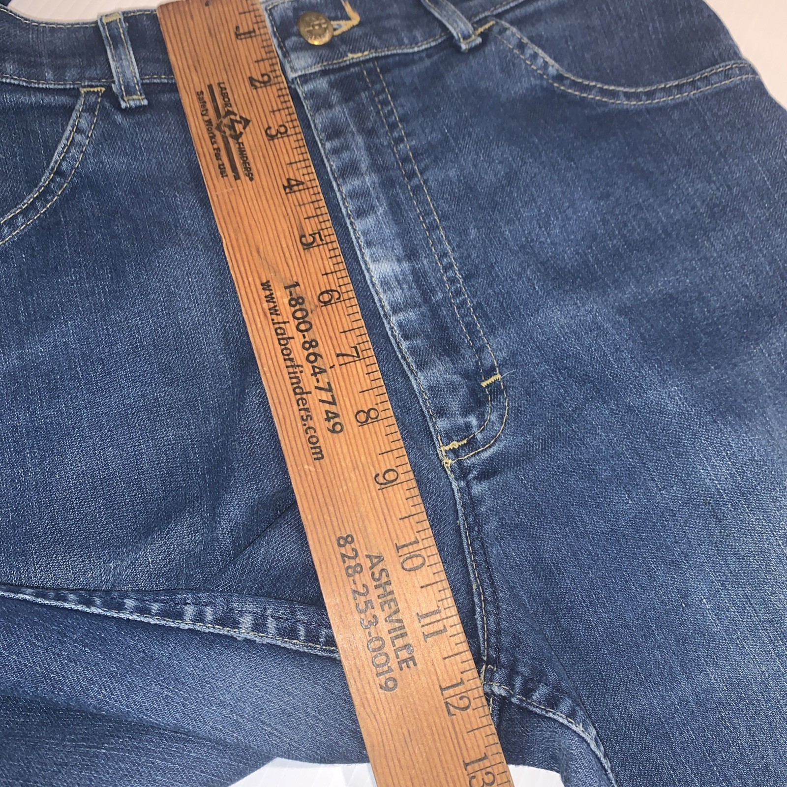 Vtg Juniors LEE Jeans Size 12 High Waist Straight Creased Hemed Legs M-Blue USA