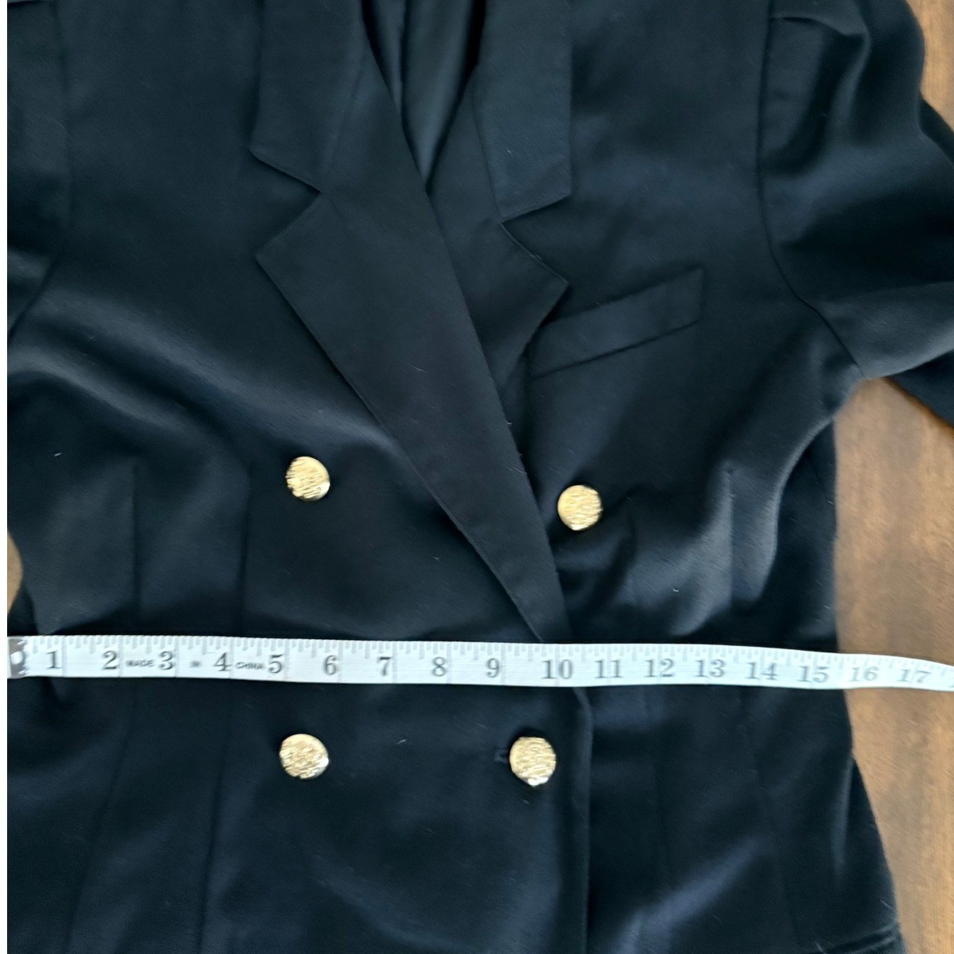 Kasper for ASL Vintage Black Double Breasted Blazer Dress Gold Buttons Size 8