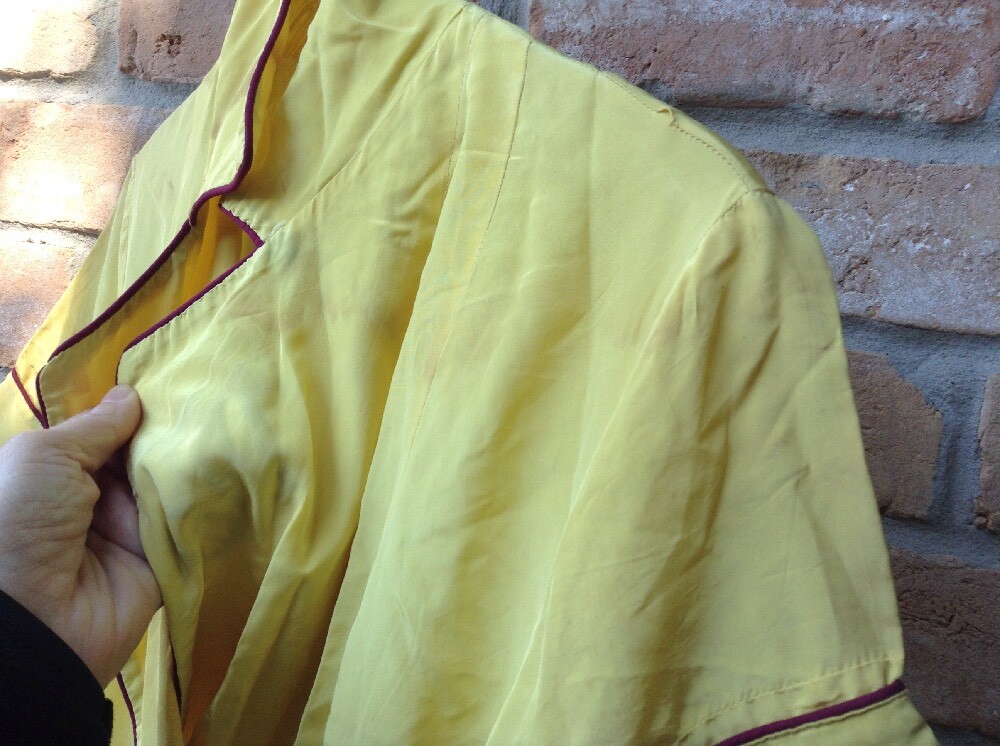 VTG 40s Yellow Dress Sz S ?27″W Theater Study Costume DAMAGE STAINS