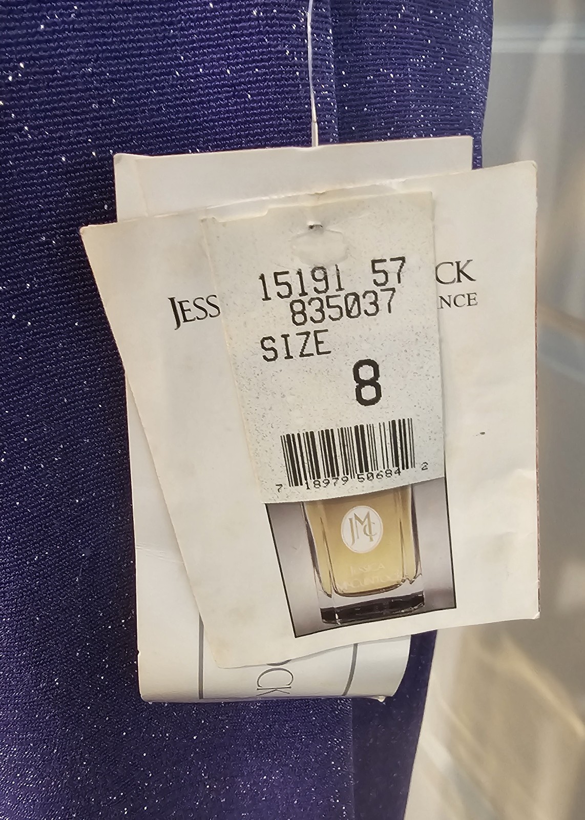 NWT Vintage Scott McClintock Purple/Silver Form Fitting Dress, Size 8