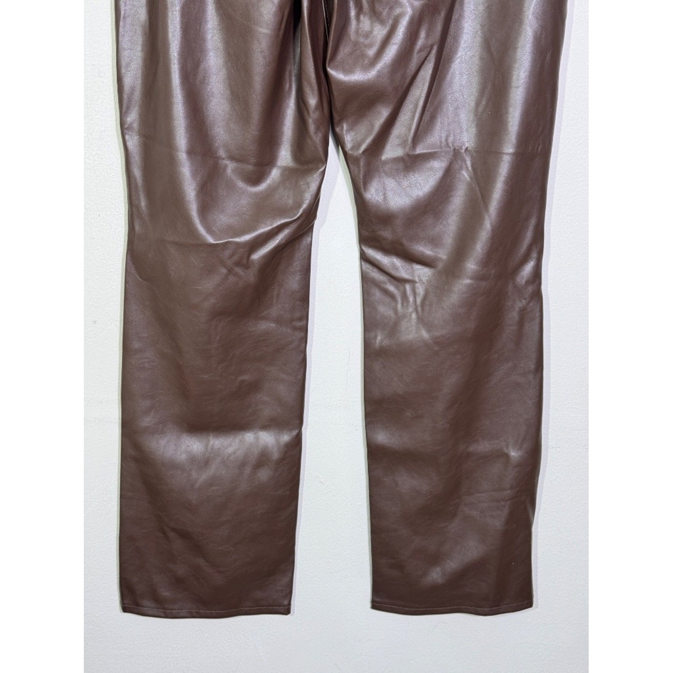 Old Navy Brown High Rise Boot-Cut Faux Leather Pants Sz 12 Tall Y2K Chic Fall