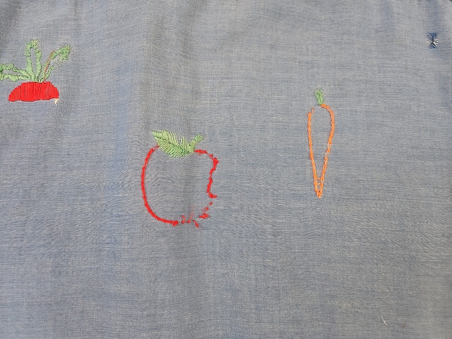 Big Mac Vtg 60s 70s Hand Embroidered Chambray Button-Up Shirt Womans Sz Large