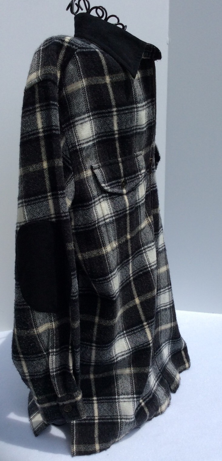NWB Casuals Plaid Shirt Jacket Women Size M Wool Blend Black White Hipster
