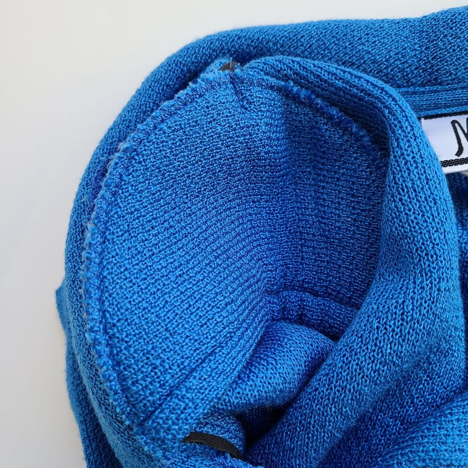 Vintage Santana Knit Button Front Top Tag sz 10 Bright Blue Shirt USA Old Money