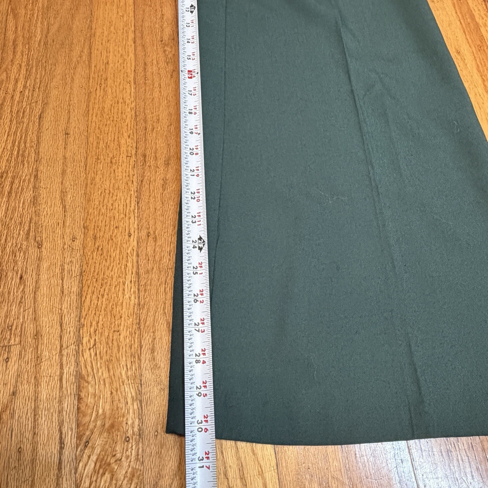 Vintage 70s Happy Legs Forest Green Wide Leg Trousers High Waist Bell Bottoms