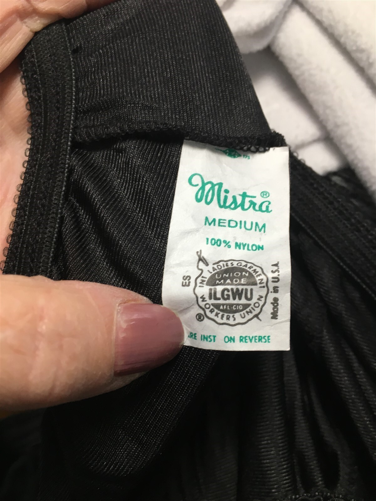 vintage Mistra black half slip lace trim nylon Medium