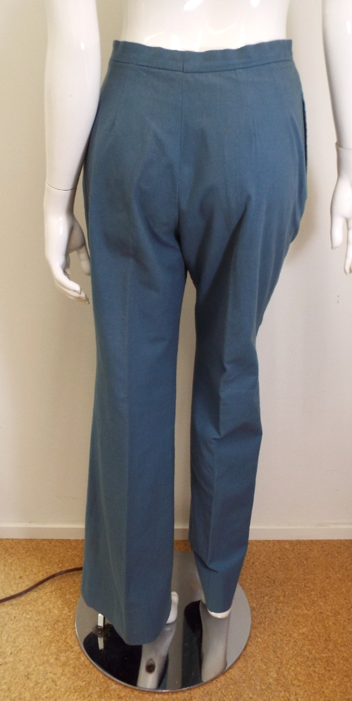 Vintage 1970s De Noyer Blue Cotton Womens Pant Suit 36 James Borynack France
