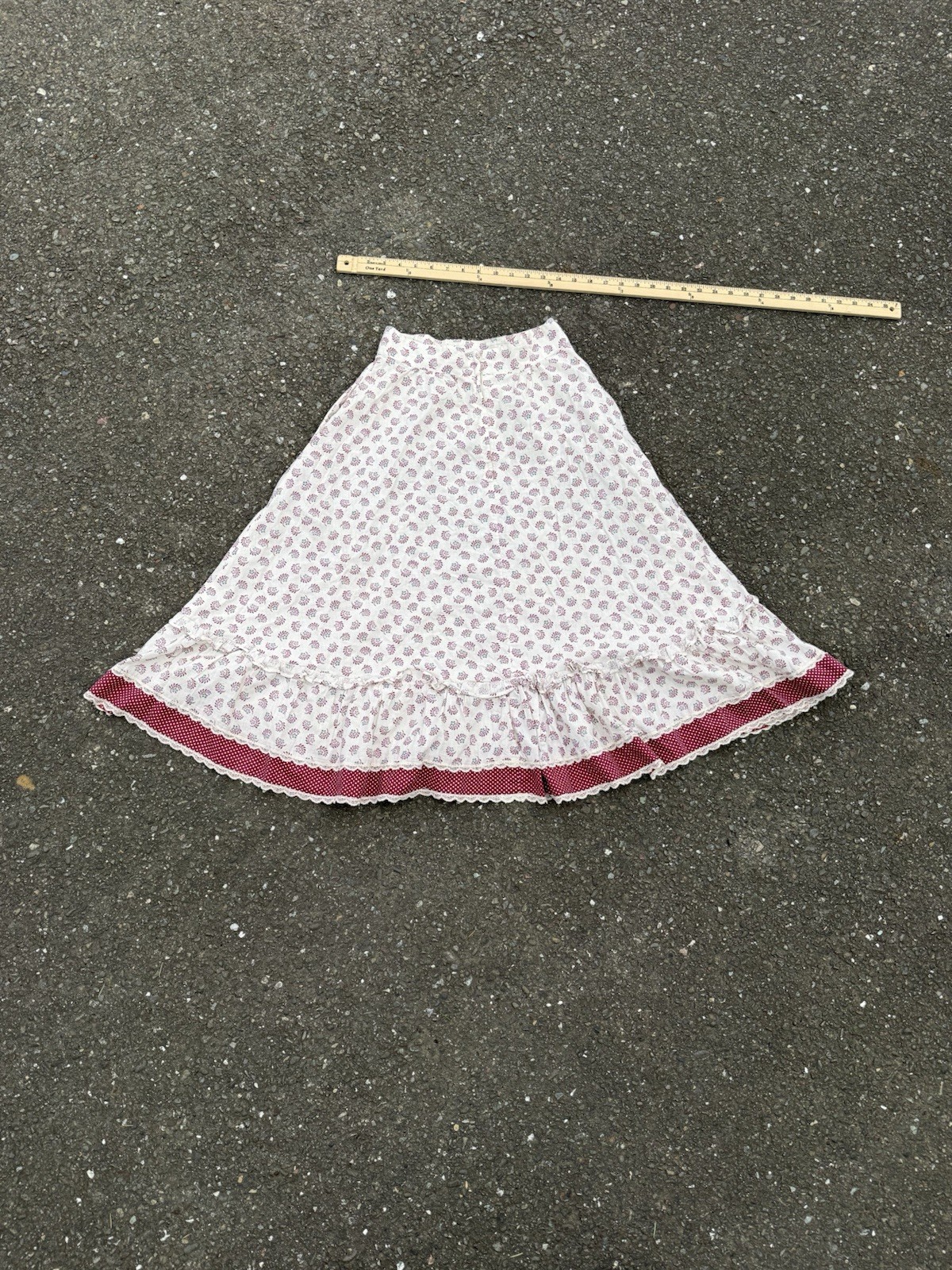 Gunne Sax Jessica’s Gunnies Vintage 70s Calico Prairie Red Midi Skirt 24” Waist