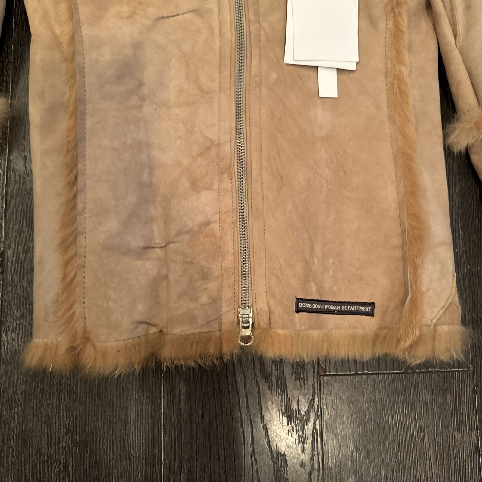 NWT Suede Leather Shearling Jacket Women Size XS Possibly Reversible