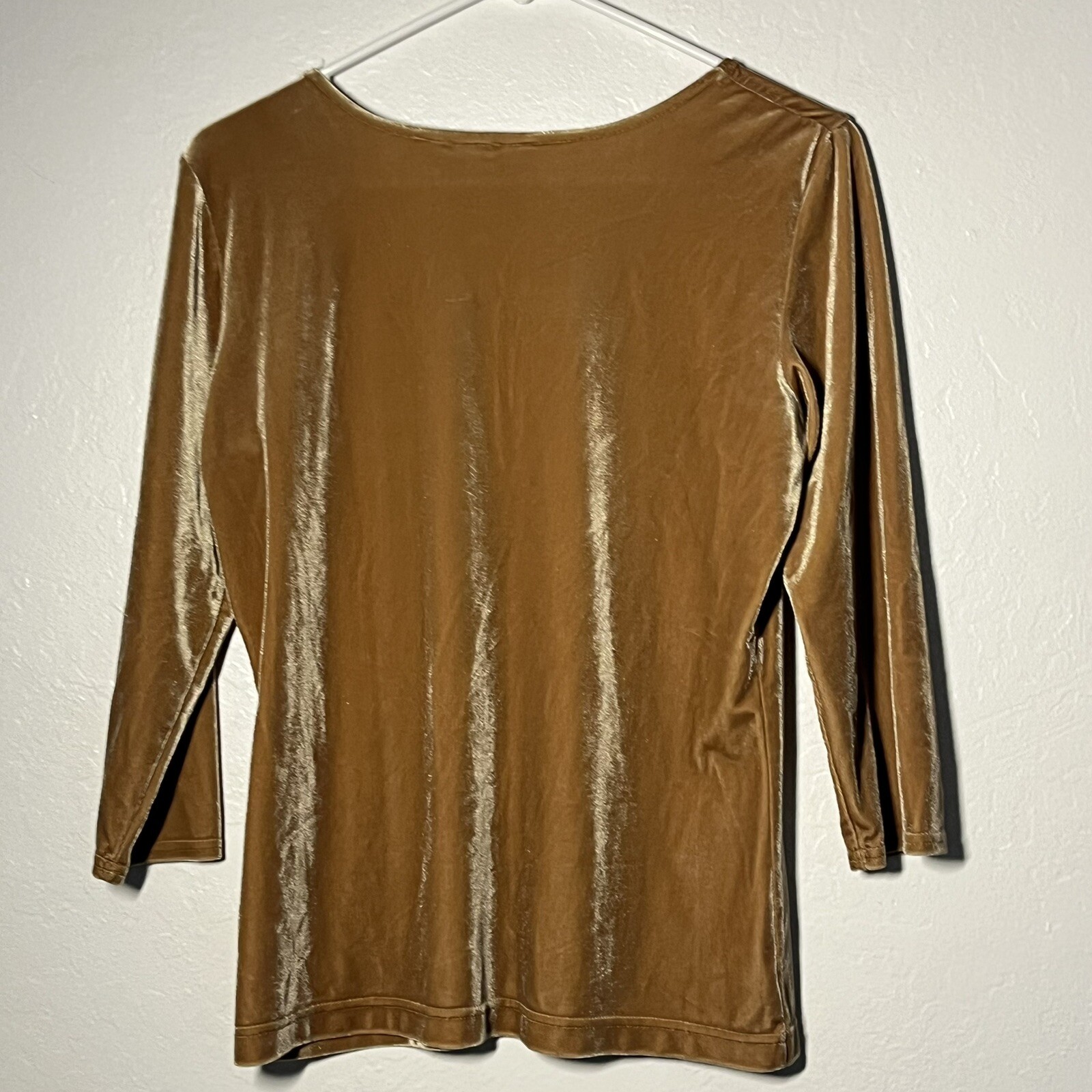 Clifford & Wills Vintage Velvet Blouse Size Medium Beige 3/4 Sleeve 80’s 90’s