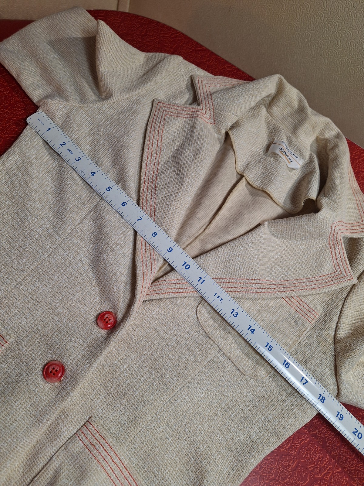 True VTG Mid-century Mod 1970s JCPenney 2 Piece Bell Bottom Pant Suit Blazer M