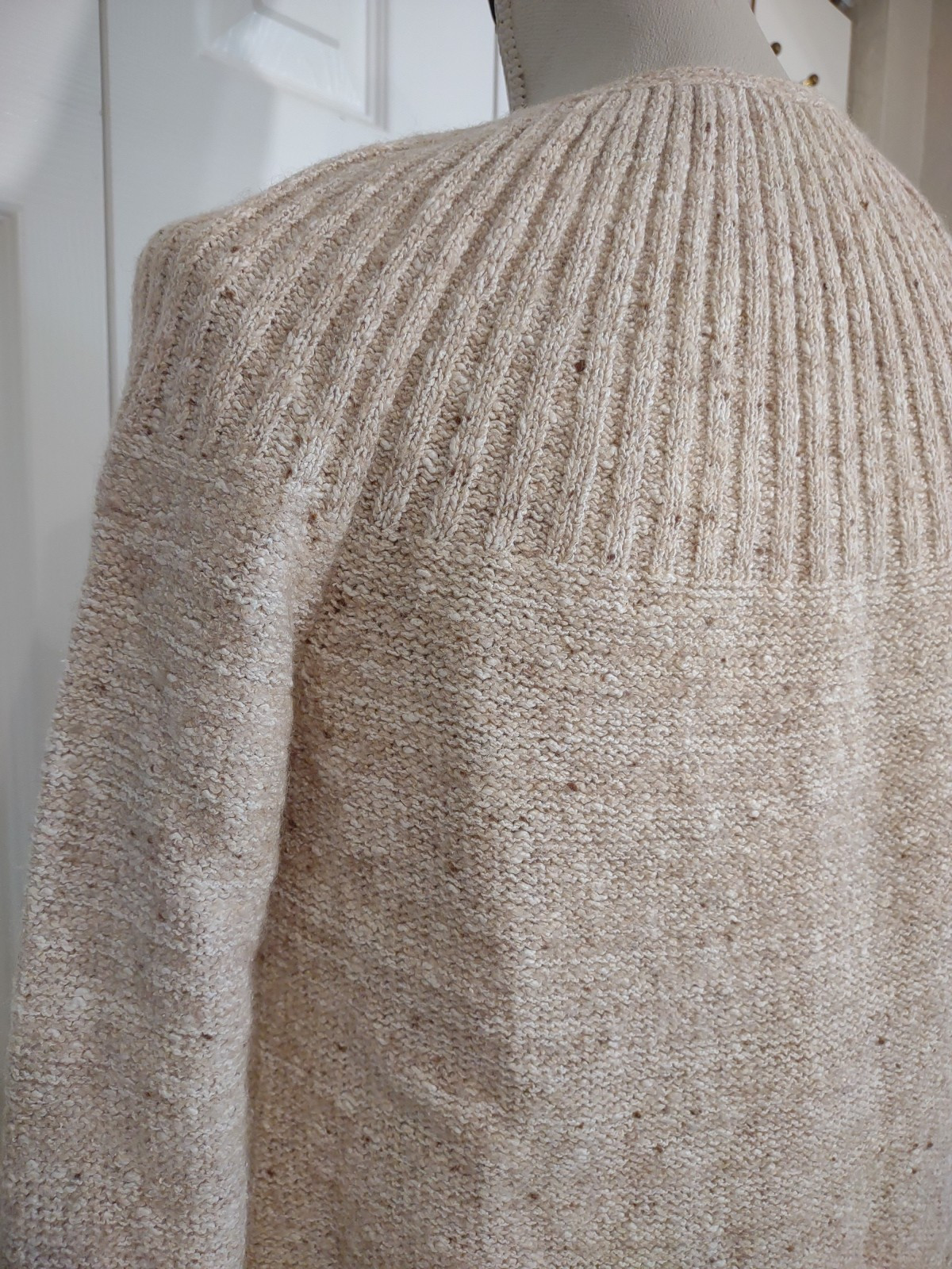 True Vintage 1970’s Boho Style Nubby Cardigan Bell Shape Oatmeal Beige Small