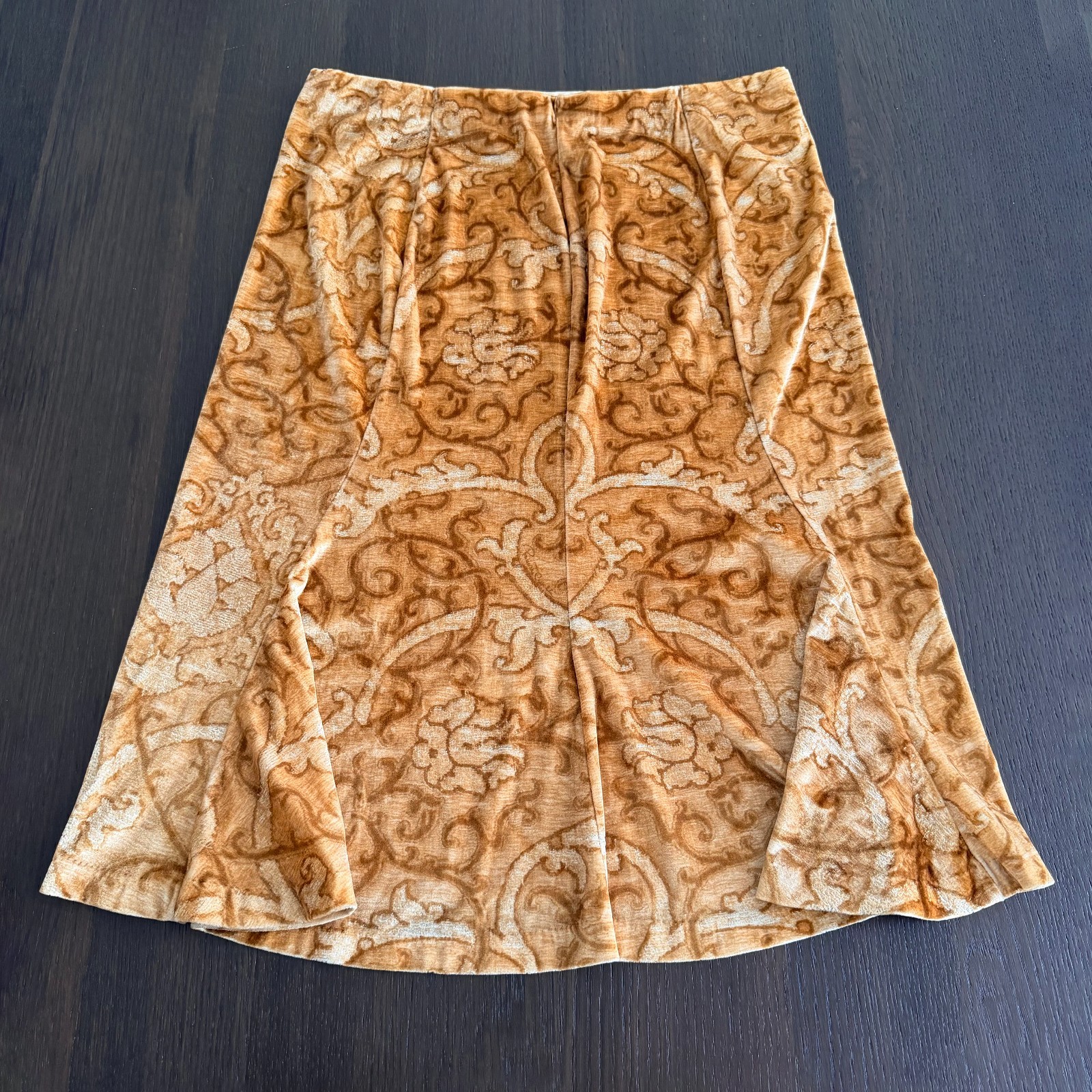 ROBERTO CAVALLI stretch velvet set top & skirt Baroque print from 1990s