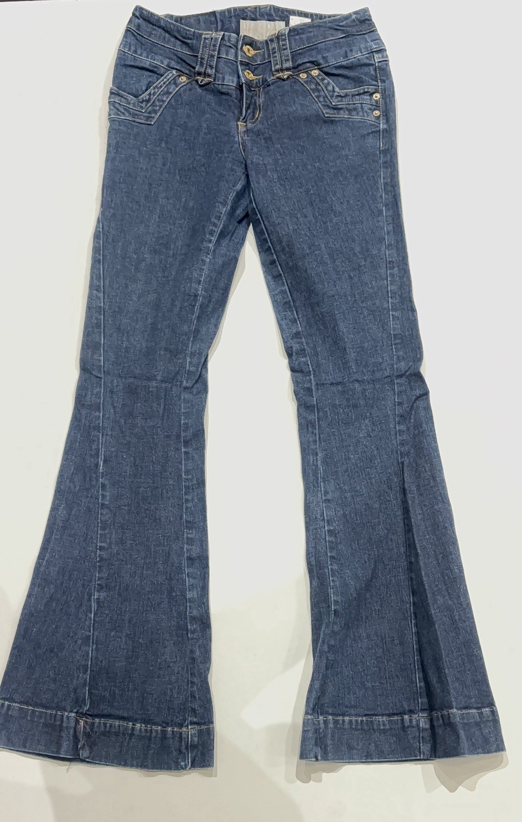 Baby Phat Flared Jeans Size 5 Low Rise Bell bottoms Gold Cat Vintage