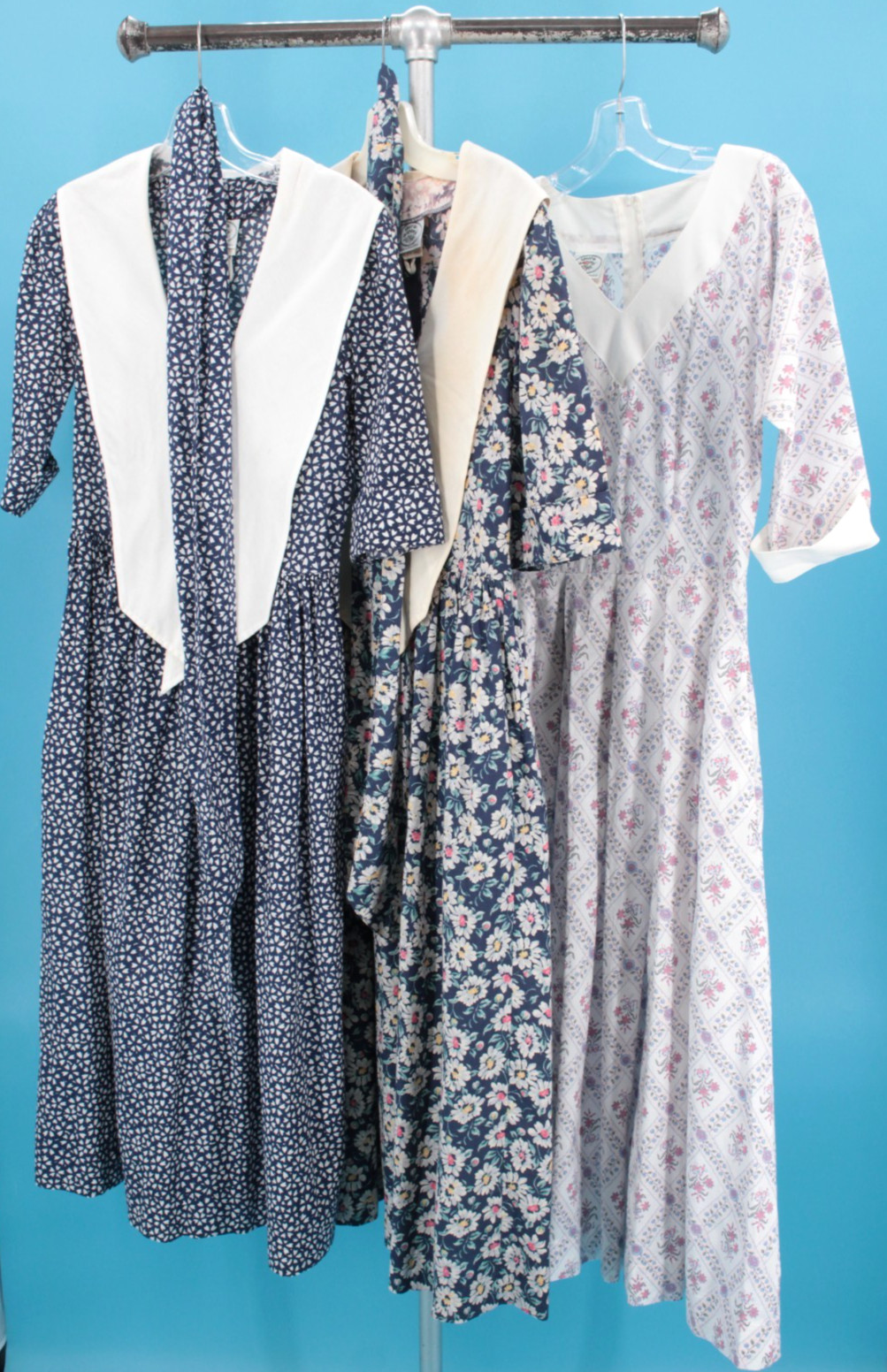 VTG 80s 90s Lot of 3 Laura Ashley Floral Sailor Neck Maxi Dresses XS/S Dress Lot