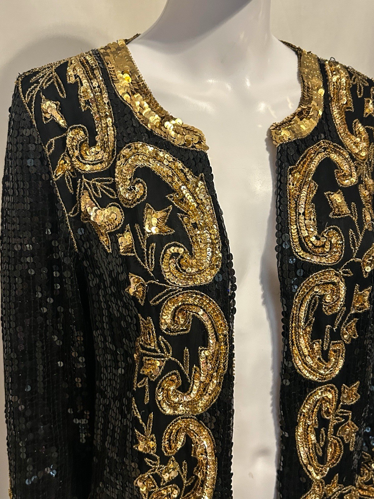 Rare Vintage Jean for Joseph Le Bon Sz S Beaded Silk Sequin Jacket Whimsigoth